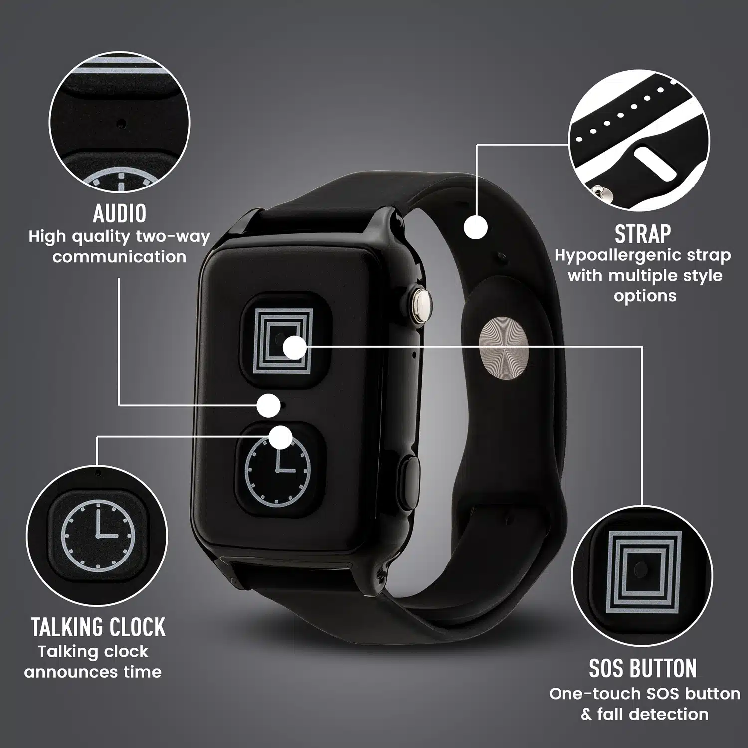 Technology product infographic showing device specifications